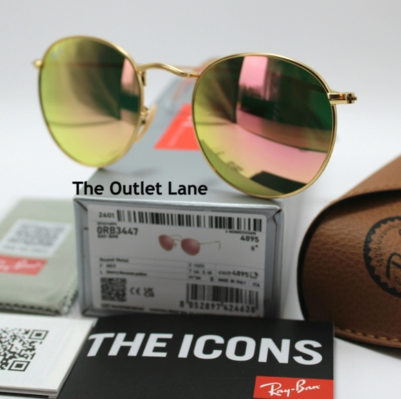 Model Display Ray-Ban Round Metal Pink Mirror RB3447 - Picture 3 of 16